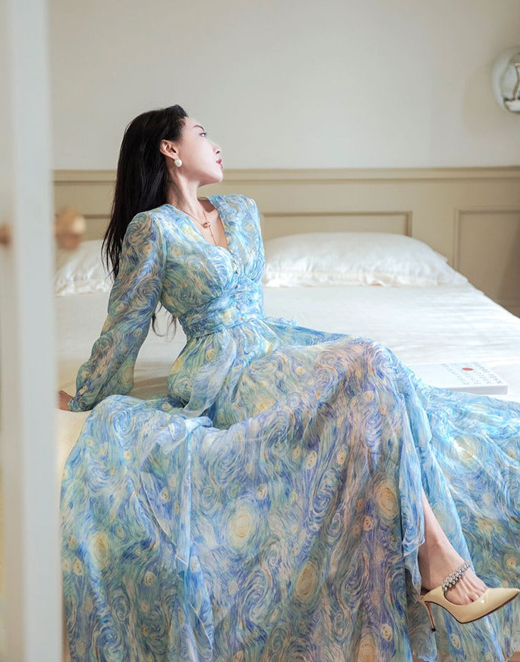 Van Gogh Starry Night dreamy long dress