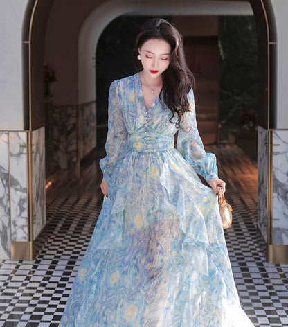 Van Gogh Starry Night dreamy long dress